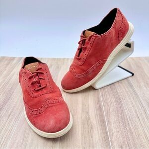 Cole Haan Wingtip Misha Grand Oxford II Women’s Red Orange Suede W05612 Sz 6.5 B
